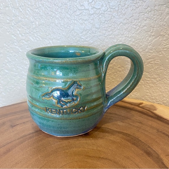Hand Crafted Other - Pottery mug Kentucky derby horse signed handmade potter green